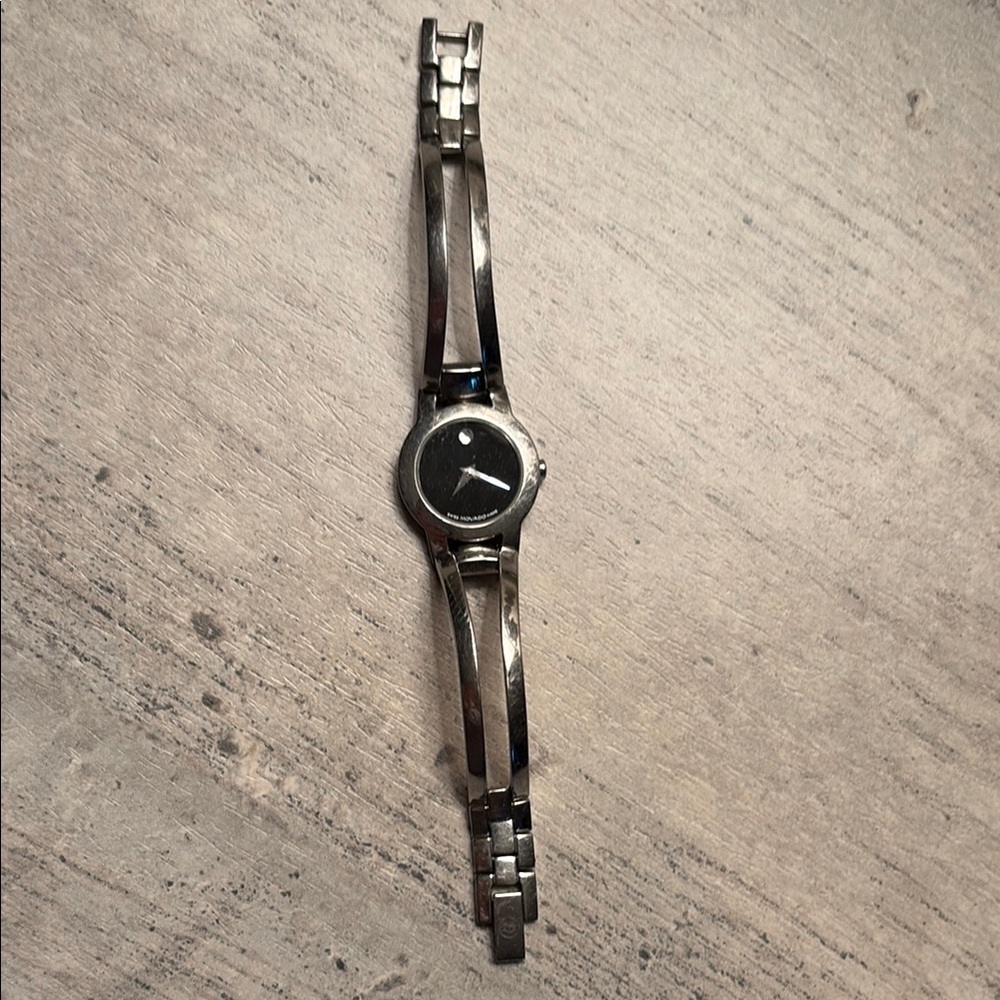 MOVADO LADIES WATCH Silver and Black Wristwatch